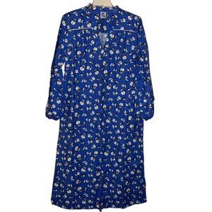 Lands’ End Nightgown Snowmen and Dogs Blue Cotton Flannel Size Med 10-12